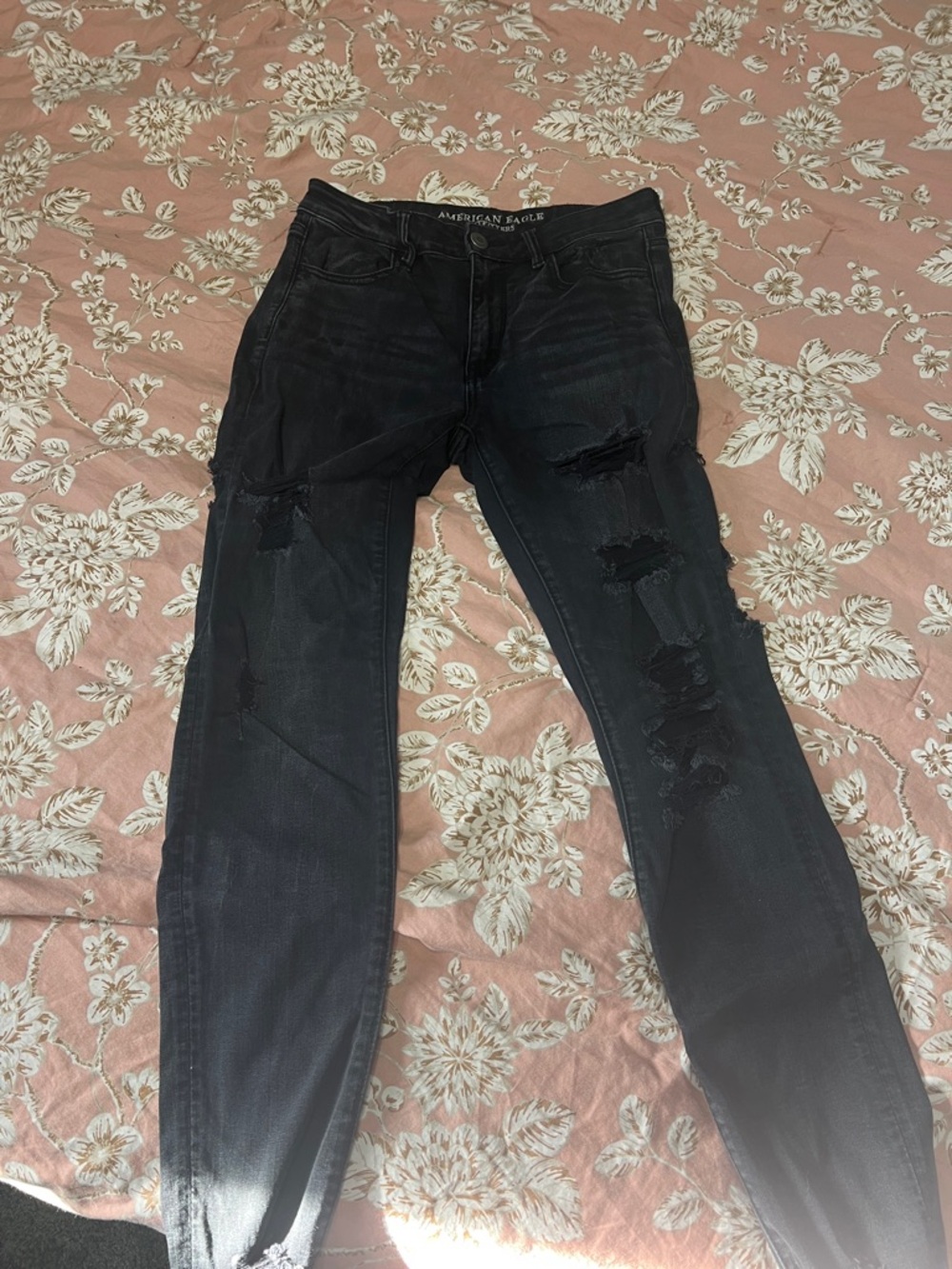 American Eagle Outfitters Black Distressed Jeggings
